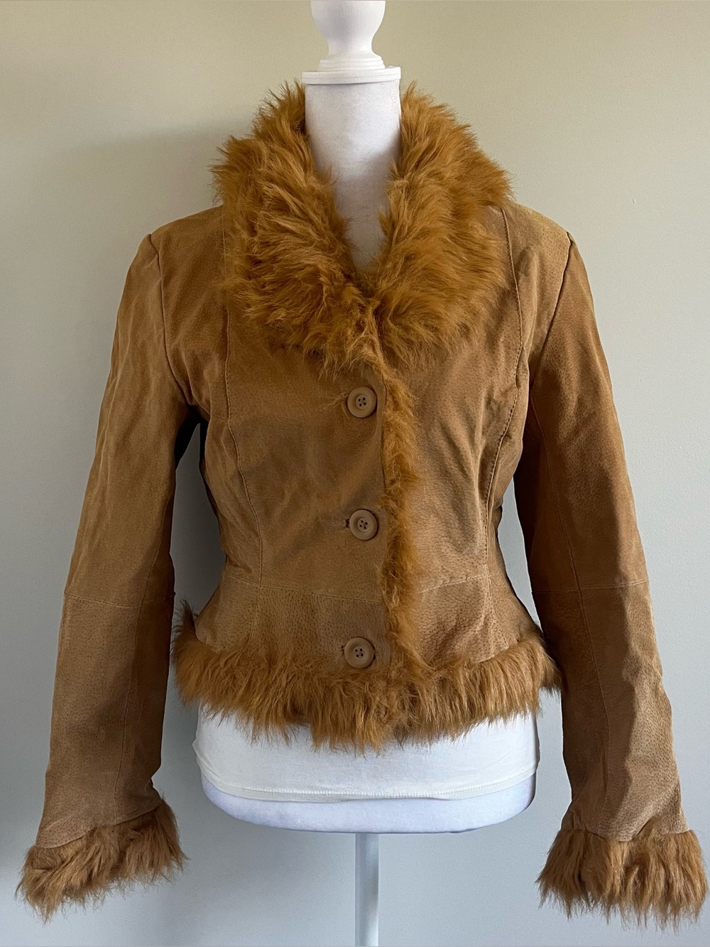 Penny Lane Afghan Coat Orange Fur Trim
